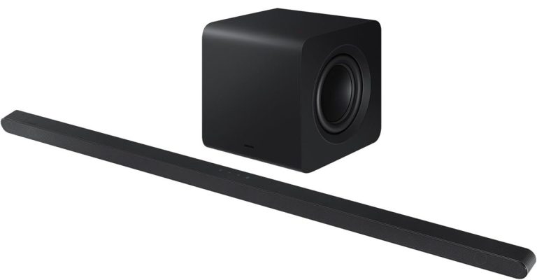 Samsung HW-S800D Ultra Slim 3.1.2ch soundbar in Titan Black, showing the 116cm wide profile with integrated up-firing Atmos drivers and comp